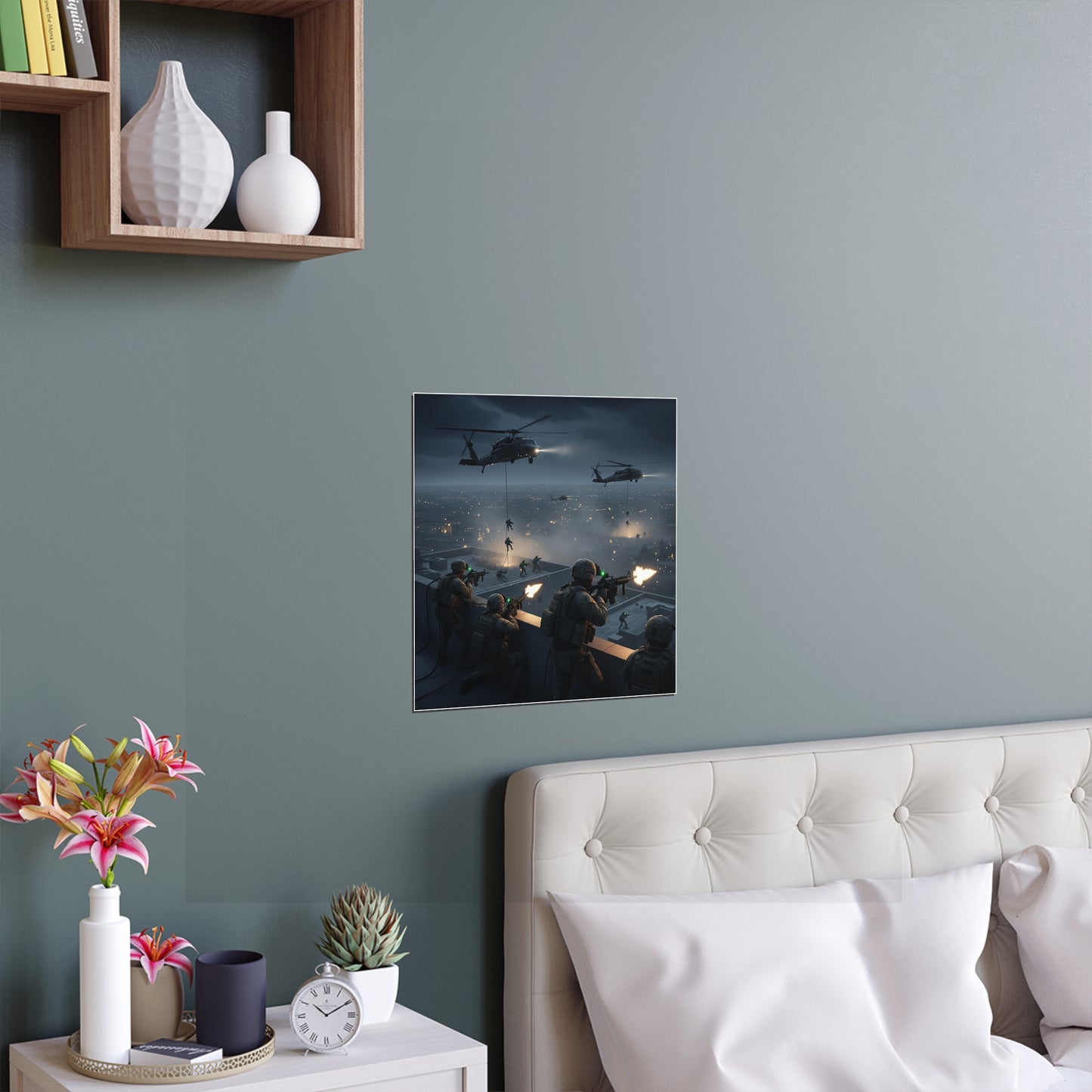 Indoor and Outdoor Silk Posters - Night Air Assault by Army Rangers