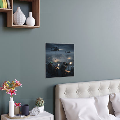 Indoor and Outdoor Silk Posters - Night Air Assault by Army Rangers
