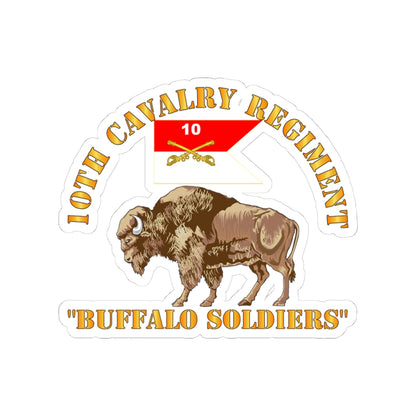 Kiss-Cut Stickers - Army - 10th Cavalry Regiment - Buffalo Soldiers w 10th Cav Guidon