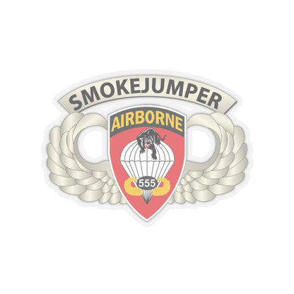 Kiss-Cut Stickers - Army - Airborne Badge - 555th Parachute Infantry Bn - SSI w SmokeJumper Tab