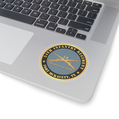 Kiss-Cut Stickers - Army - 24th Infantry Regiment - Fort McKavett, TX - Buffalo Soldiers w Inf Branch