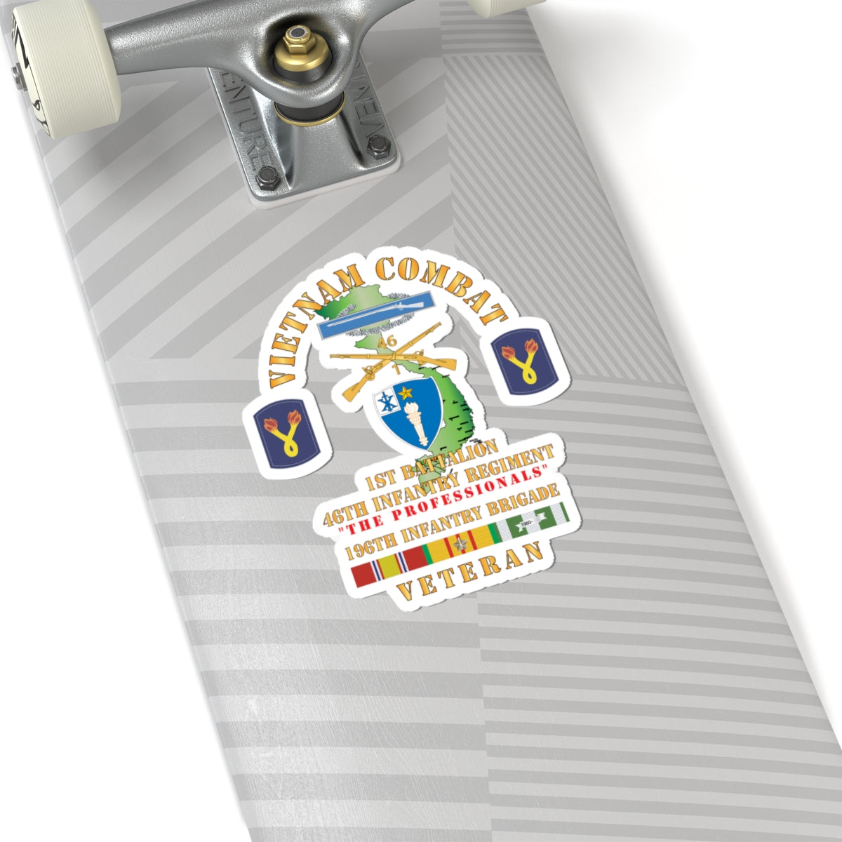 Kiss-Cut Stickers - Army - Vietnam Combat Veteran w 1st Bn 46th Inf Regt -The Professionals w DUI - CIB - 196th Inf Bde X 300