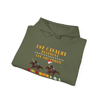 Unisex Heavy Blend™ Hooded Sweatshirt - Army - 1st Squadron, 1st Cavalry Regiment - Vietnam War wt 2 Cav Riders and VN SVC X300