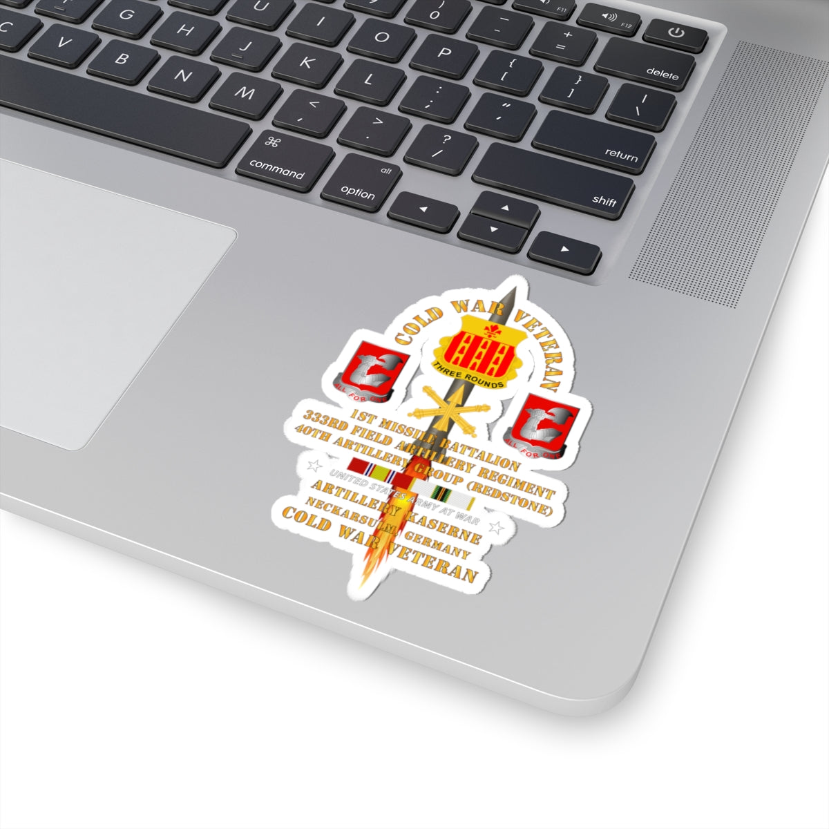 Kiss-Cut Stickers - Army - Cold War Vet - 1st Missile Bn, 333rd Artillery 40th Artillery Group - Germany - Firing Missile  w COLD SVC