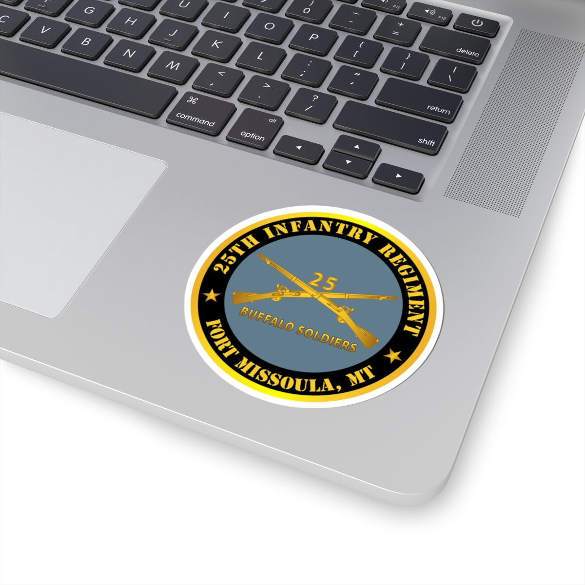 Kiss-Cut Stickers - Army - 25th Infantry Regiment - Fort Missoula, MT - Buffalo Soldiers w Inf Branch