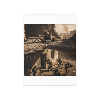 Indoor and Outdoor Silk Posters - Marine Sniper Providing Overwatch for Breach Team