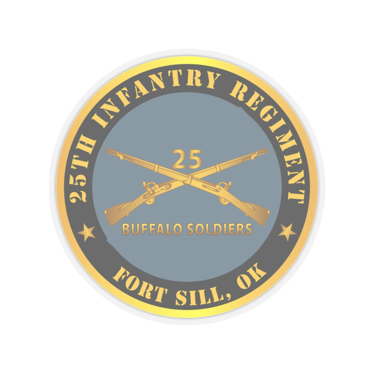 Kiss-Cut Stickers - Army - 25th Infantry Regiment - Fort Sill, OK - Buffalo Soldiers w Inf Branch