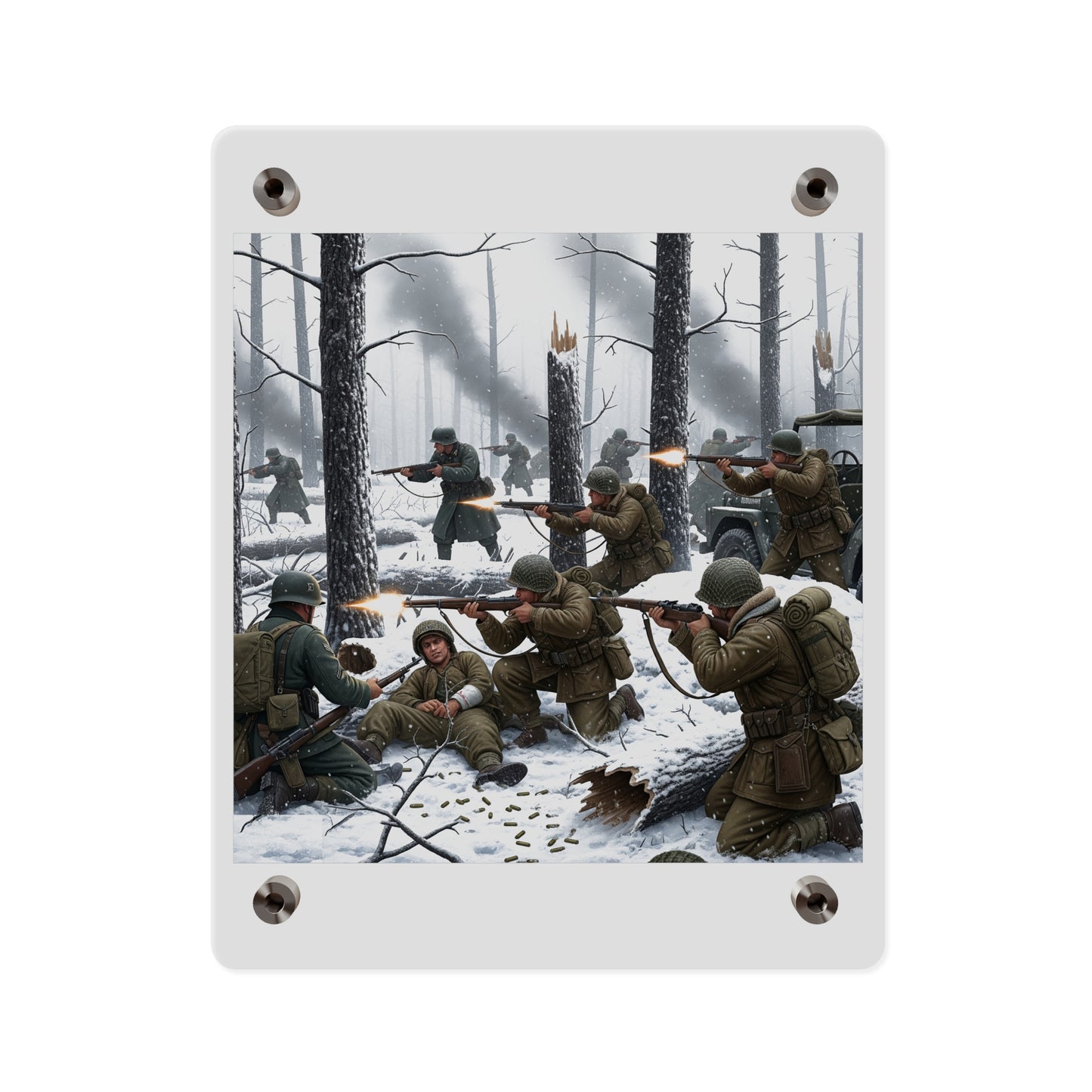 Acrylic Wall Art Panel - 101st Airborne Division fighting the German Army at the Battle of Bastogne