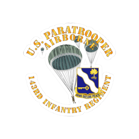 Kiss-Cut Stickers - Army - US Paratrooper - 143rd Infantry Regiment X 300