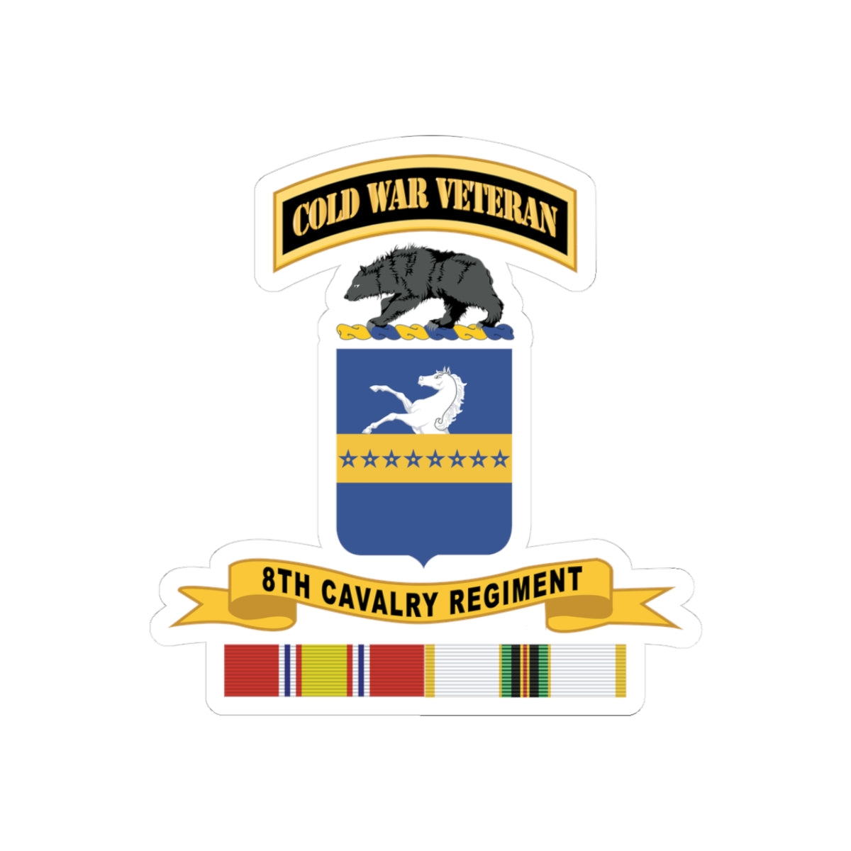 Kiss-Cut Stickers - Army - 8th Cavalry Regiment w Br - Ribbon COLD WAR Vet Tab X 300