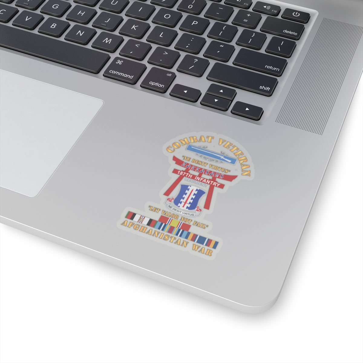 Kiss-Cut Stickers - Army - Combat Veteran - 187th Infantry Regiment - Torii, Rakkasans, Let Valor Not Fail, English, Latin w CIB w AFGHAN SVC
