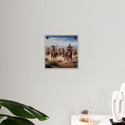 Acrylic Wall Art Panel - Apache Indians attacking a Pony Express Rider