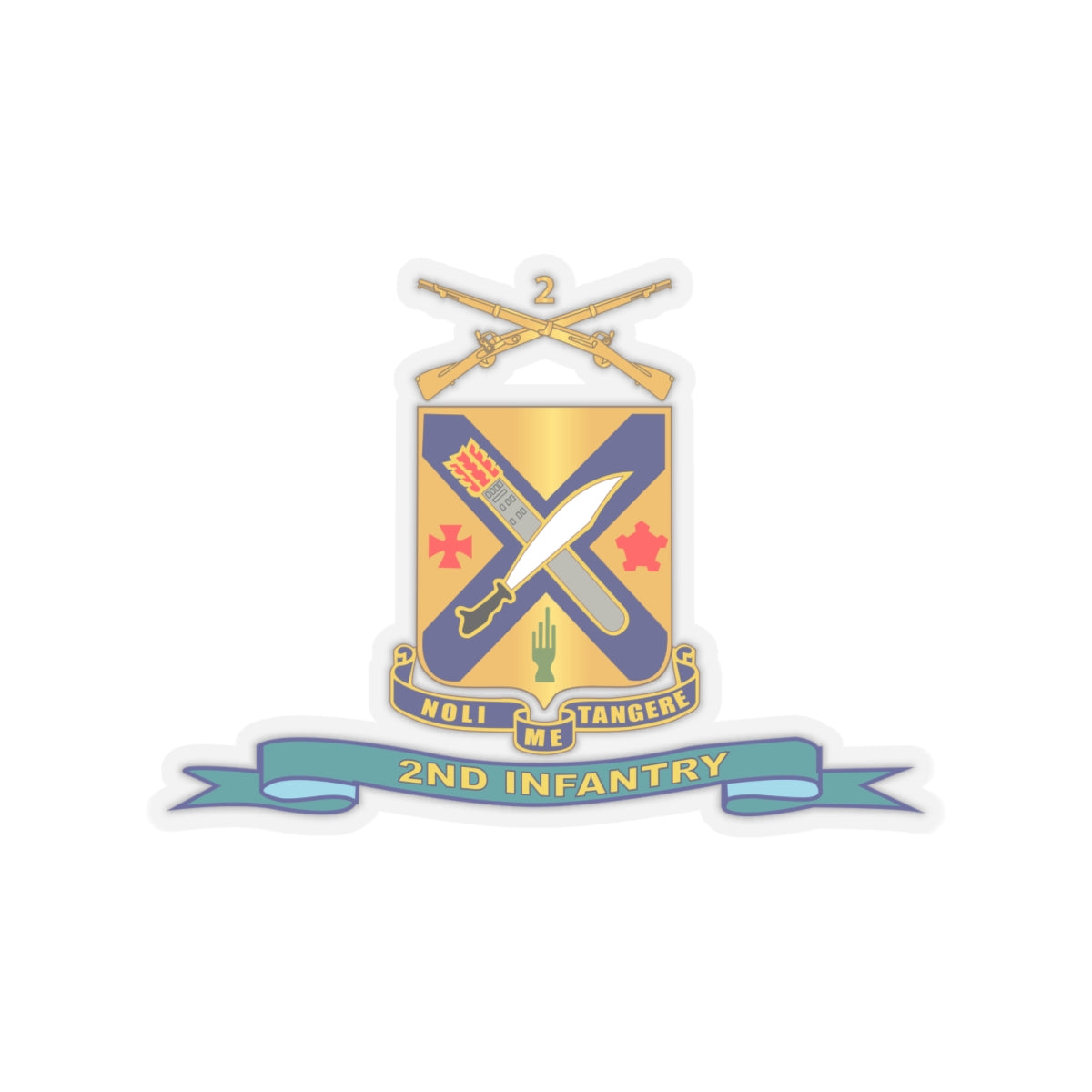 Kiss-Cut Stickers - Army - 2nd Infantry Regiment  w Br - Ribbon