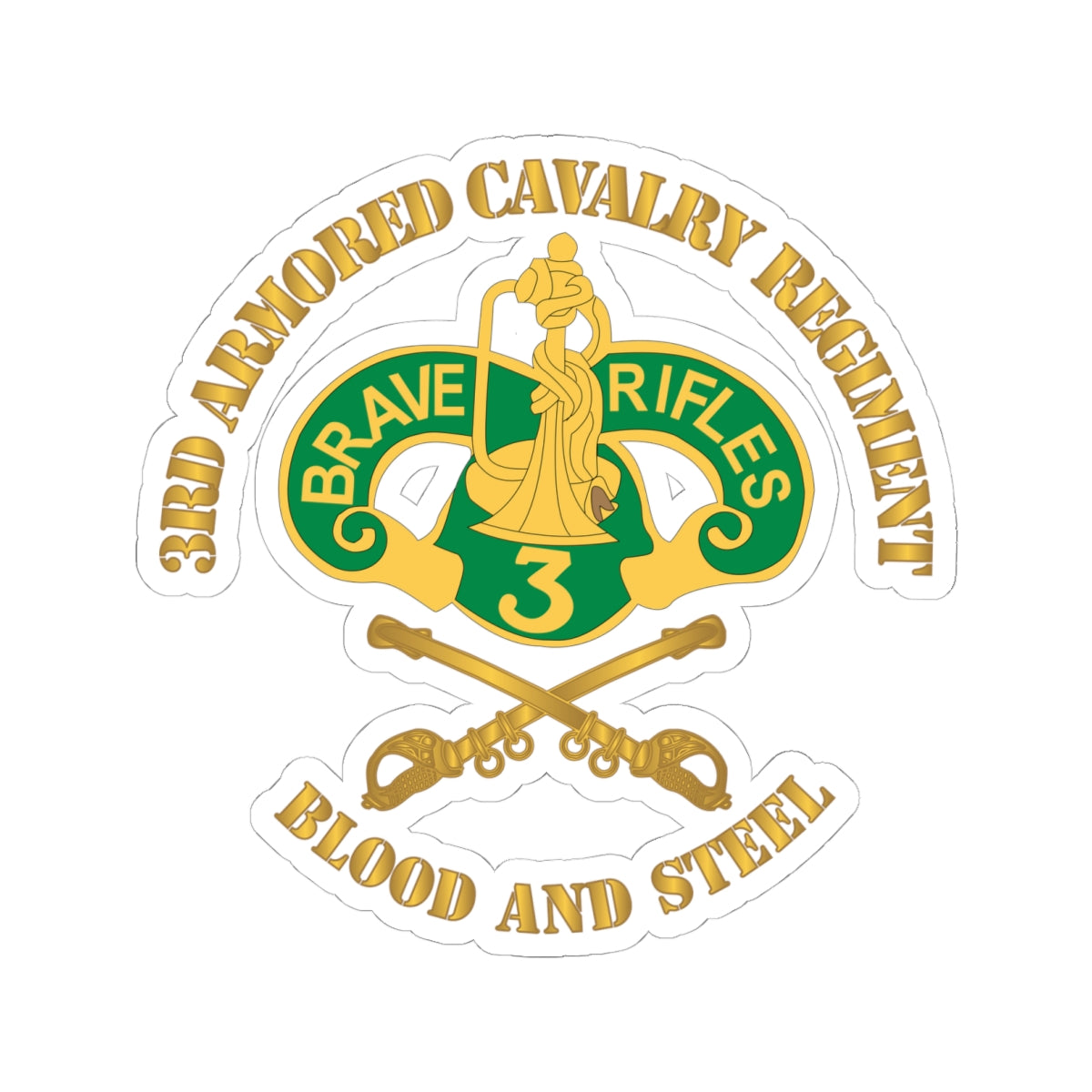 Kiss-Cut Stickers - Army - 3rd Armored Cavalry Regiment DUI - Blood and Steel