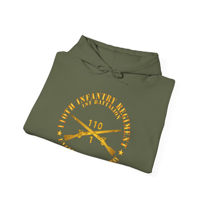 Unisex Heavy Blend™ Hooded Sweatshirt - Army - 1st Battalion, 110th Infantry Regiment - Br  X 300