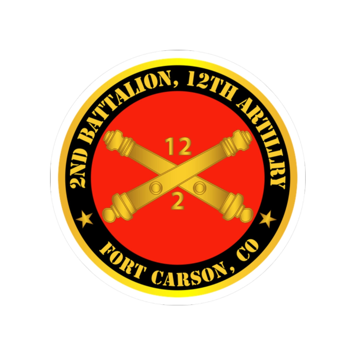 Kiss-Cut Stickers - Army - 2nd Battalion, 12th Artillery Regiment w Branch Ft Carson, CO