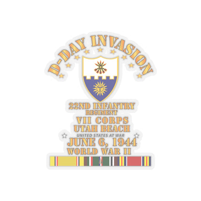 Kiss-Cut Stickers - Army - 22nd Infantry Regt - VII Corps - D Day w SVC