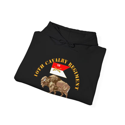 Unisex Heavy Blend™ Hooded Sweatshirt - Army - 10th Cavalry Regiment - Buffalo Soldiers w 10th Cav Guidon