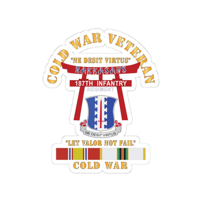 Kiss-Cut Stickers - Army - Cold War Veteran - 187th Infantry Regiment - Torii, Rakkasans, Let Valor Not Fail, English, Latin w COLD SVC