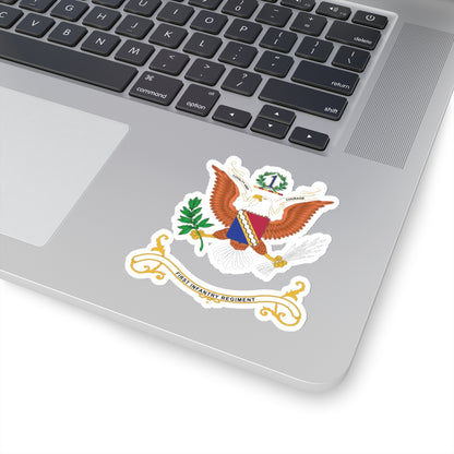Kiss-Cut Stickers - Army - Regimental Colors - 1st Infantry Regiment  -- LOYALTY AND COURAGE - Infantry Branch - Flag w Fringe X 300