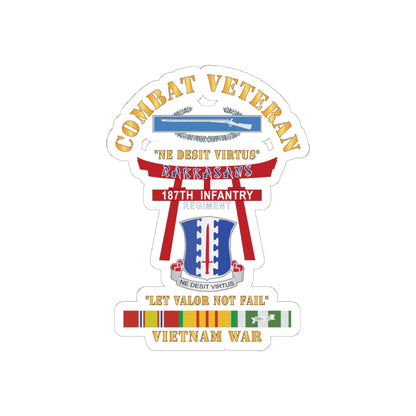 Kiss-Cut Stickers - Army - Combat Veteran - 187th Infantry Regiment - Torii, Rakkasans, Let Valor Not Fail, English, Latin w CIB w VN SVC X 300