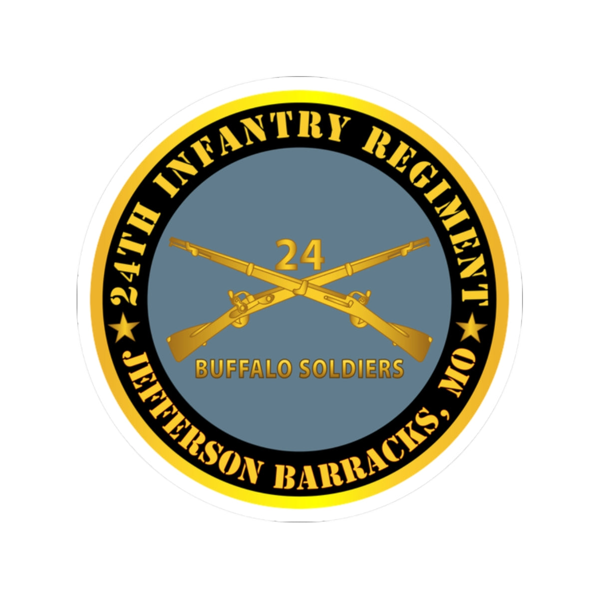 Kiss-Cut Stickers - Army - 24th Infantry Regiment - Jefferson Barracks, MO - Buffalo Soldiers w Inf Branch