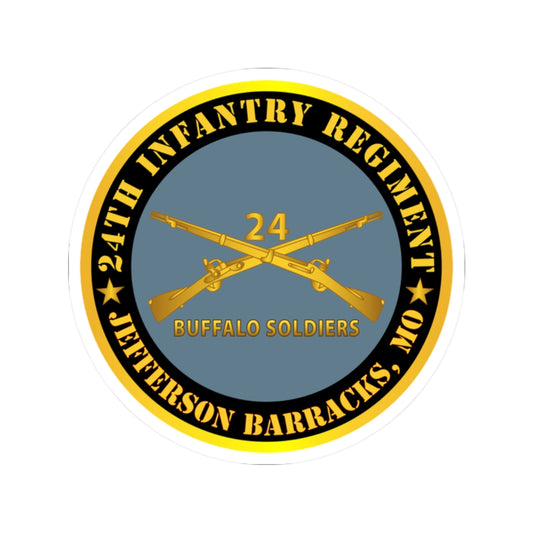 Kiss-Cut Stickers - Army - 24th Infantry Regiment - Jefferson Barracks, MO - Buffalo Soldiers w Inf Branch