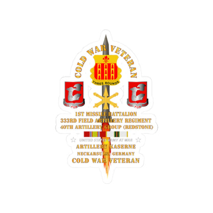 Kiss-Cut Stickers - Army - Cold War Vet - 1st Missile Bn, 333rd Artillery 40th Artillery Group - Germany - Firing Missile  w COLD SVC