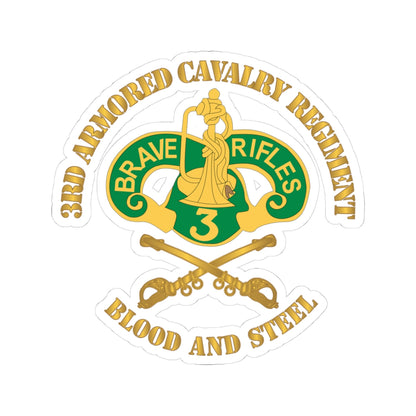 Kiss-Cut Stickers - Army - 3rd Armored Cavalry Regiment DUI - Blood and Steel