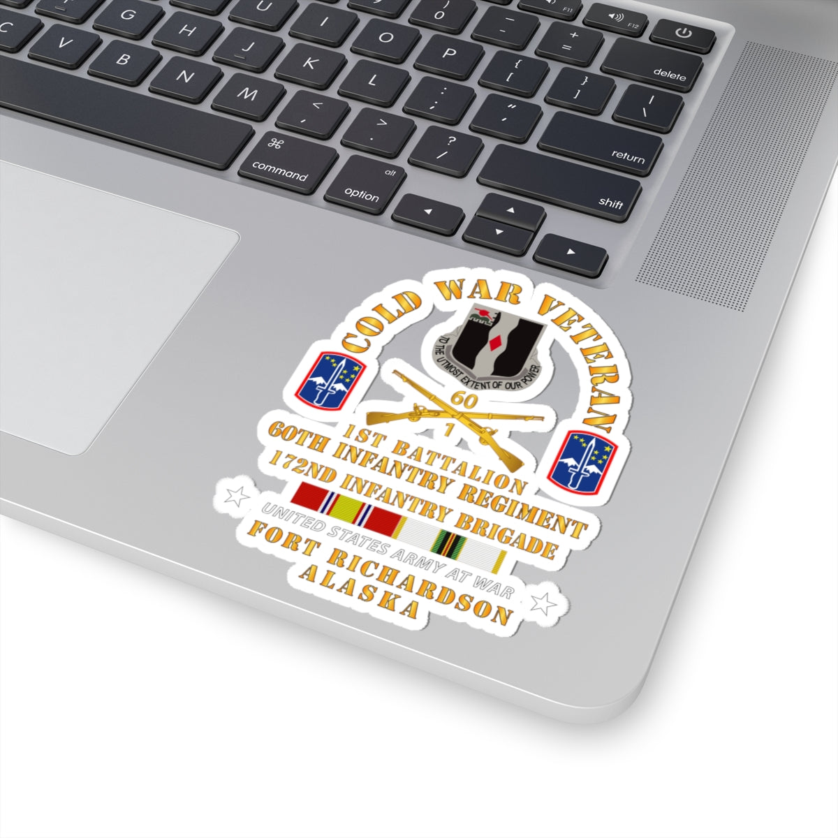 Kiss-Cut Stickers - Army - Cold War Vet - 1st Bn, 60th Inf - 172nd In Bde - Ft Richardson AK w COLD SVC X 300