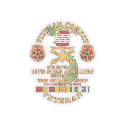 Kiss-Cut Stickers - Army - Vietnam Combat Vet - 6th Bn 15th Artillery - 23rd Artillery Group w105mm