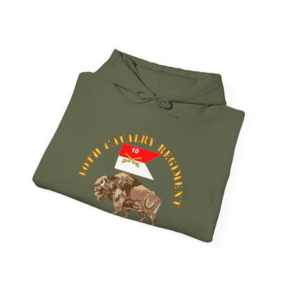 Unisex Heavy Blend™ Hooded Sweatshirt - Army - 10th Cavalry Regiment - Buffalo Soldiers w 10th Cav Guidon