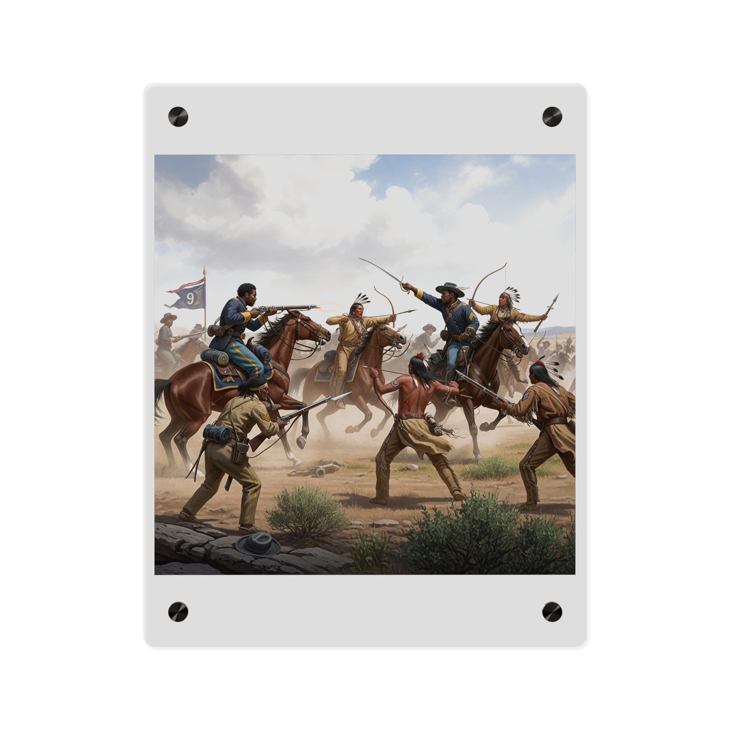 Acrylic Wall Art Panel - 9th Cavalry Regiment fighting Native Americans during the Indian Wars