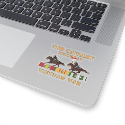 Kiss-Cut Stickers - Army - 7th Cavalry Regiment - Vietnam War wt 2 Cav Riders and VN SVC X300