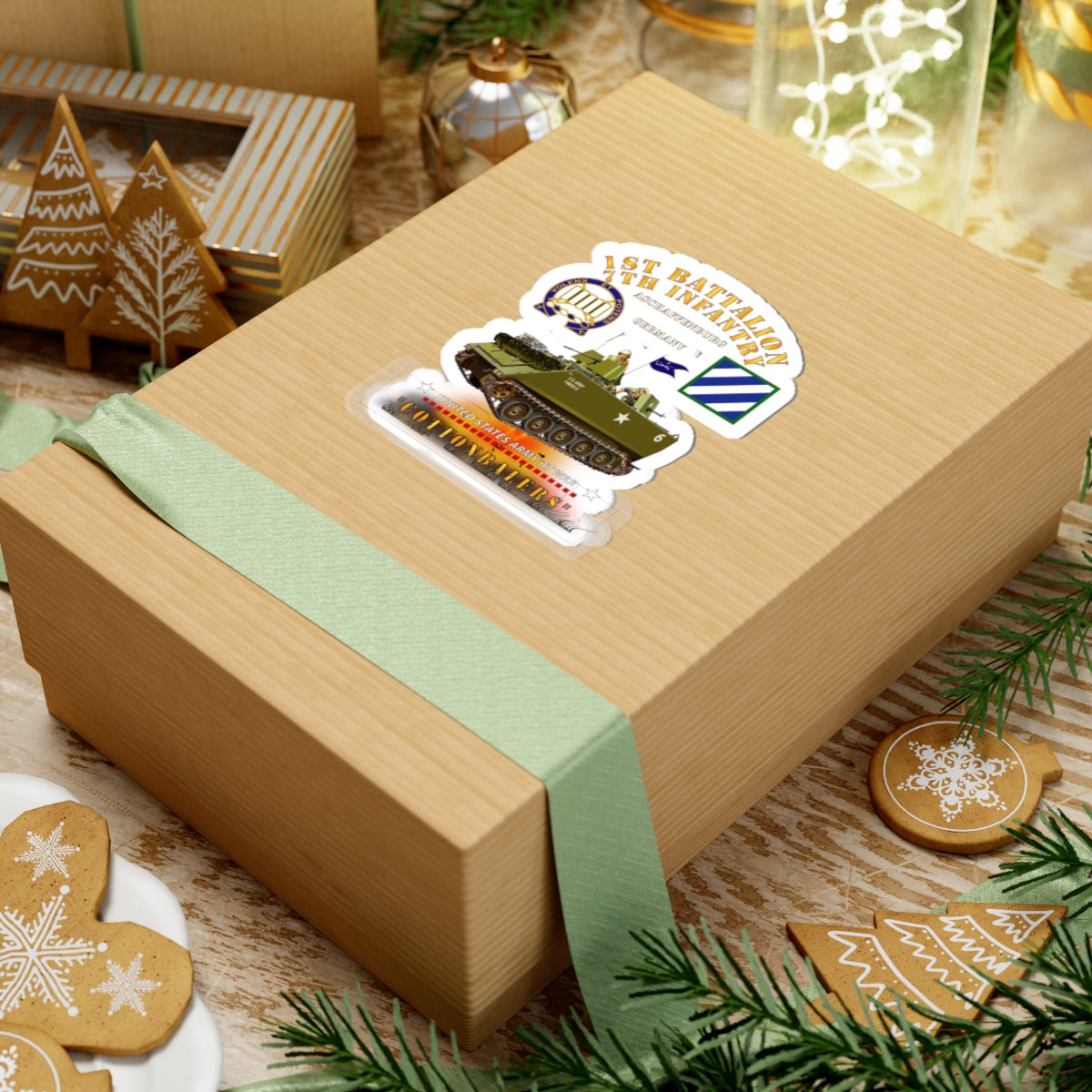 Kiss-Cut Stickers - Army - 1st Bn 7th Infantry - Aschaffenburg FRG - M113 APC  - CottonBalers X 300