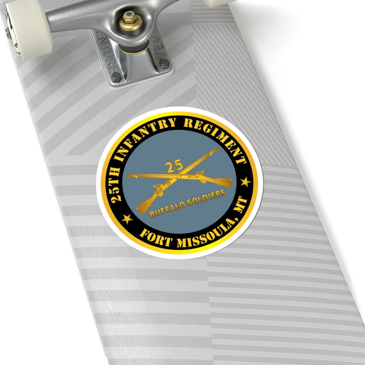 Kiss-Cut Stickers - Army - 25th Infantry Regiment - Fort Missoula, MT - Buffalo Soldiers w Inf Branch V1