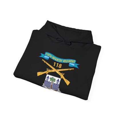 Unisex Heavy Blend™ Hooded Sweatshirt - Army - 118th Infantry Regiment w Ribbon - Br - DUI X 300