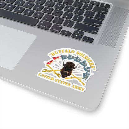 Kiss-Cut Stickers - Army - Buffalo Soldiers - Infantry - Cavalry Guidons w Buffalo Head - US Army