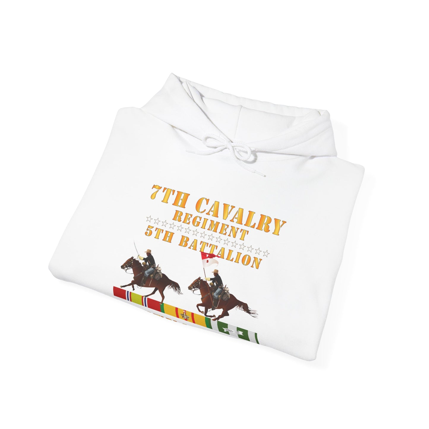 Unisex Heavy Blend™ Hooded Sweatshirt - Army - 5th Battalion,  7th Cavalry Regiment - Vietnam War wt 2 Cav Riders and VN SVC X300