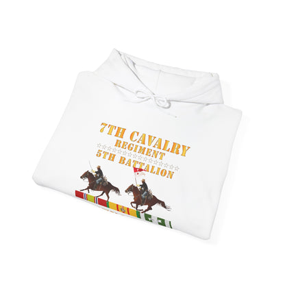 Unisex Heavy Blend™ Hooded Sweatshirt - Army - 5th Battalion,  7th Cavalry Regiment - Vietnam War wt 2 Cav Riders and VN SVC X300