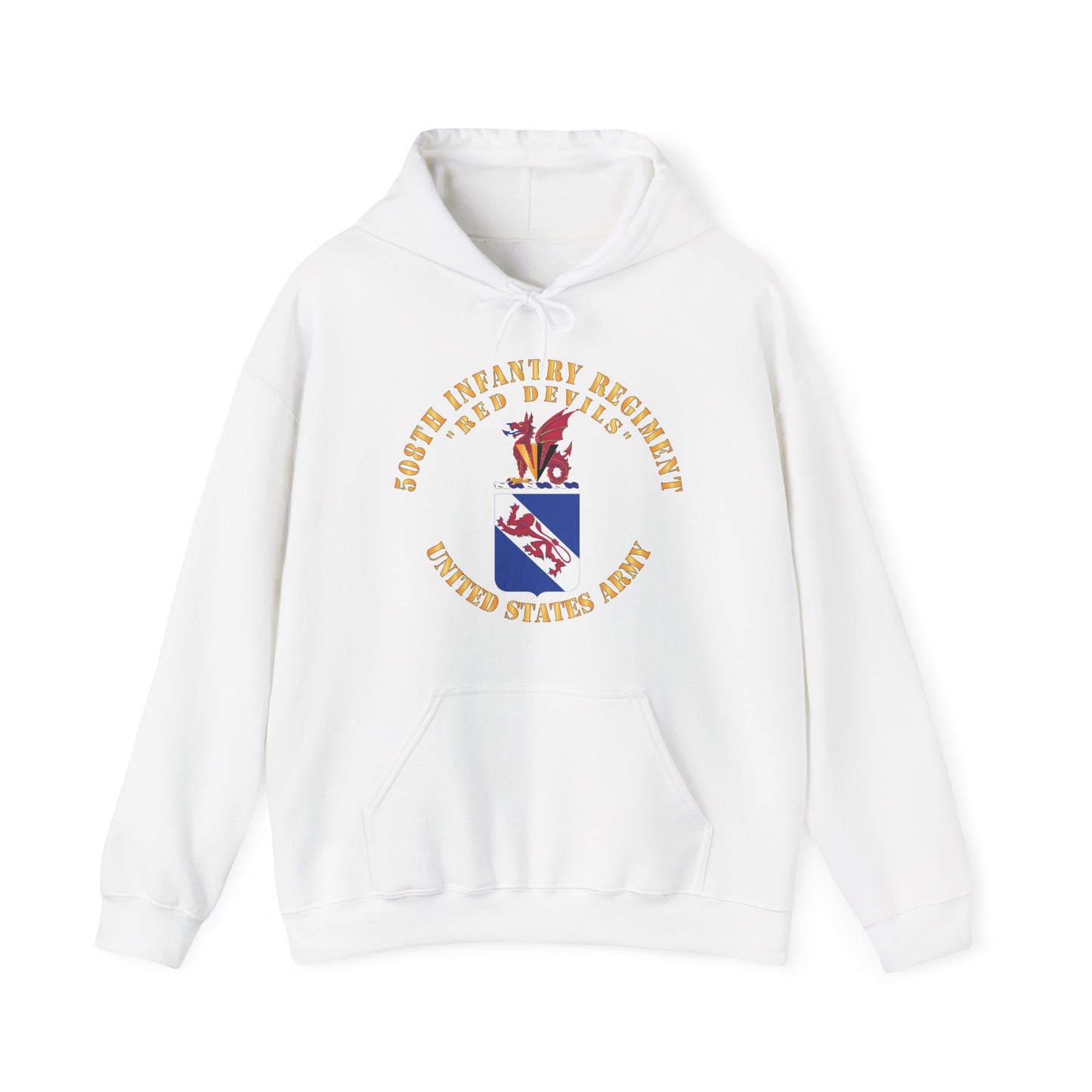 Unisex Heavy Blend™ Hooded Sweatshirt - Army - COA - Infantry - 508 Infantry Regiment w Txt - Red Devils X 300