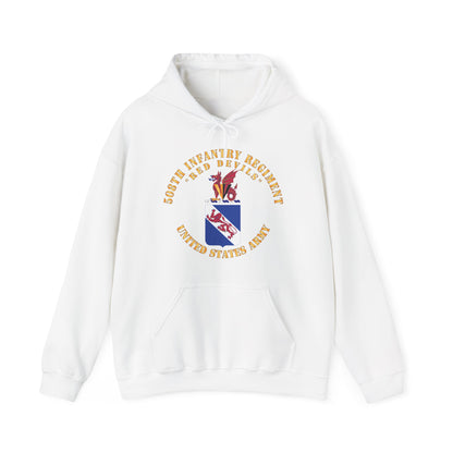 Unisex Heavy Blend™ Hooded Sweatshirt - Army - COA - Infantry - 508 Infantry Regiment w Txt - Red Devils X 300