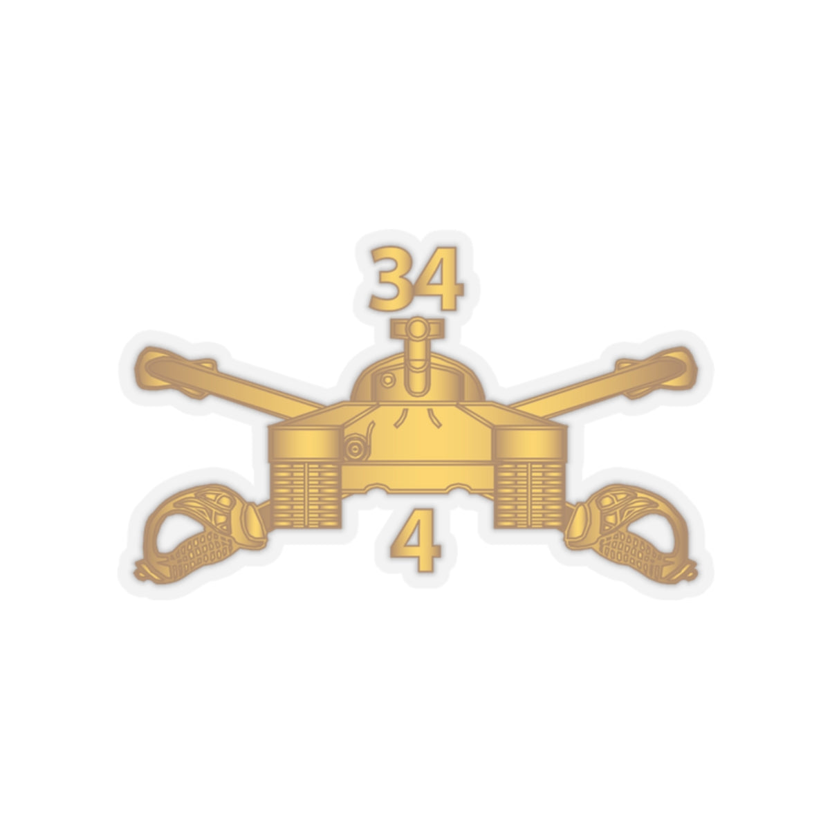 Kiss-Cut Stickers - Army - 4th Bn 34th Armor - Armor Branch wo Txt
