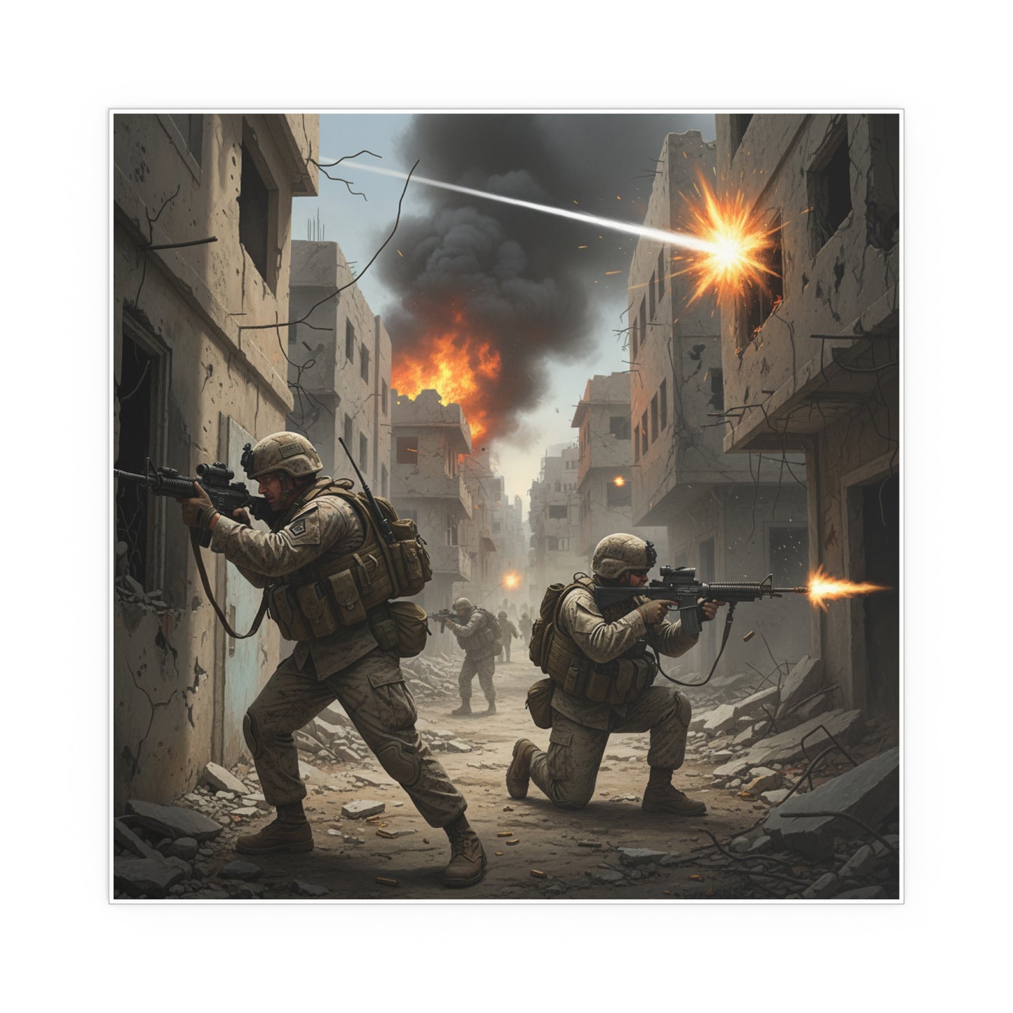 Indoor and Outdoor Silk Posters - Marines in  the 2nd Battle of Fallujah