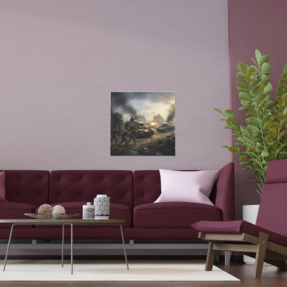 Indoor and Outdoor Silk Posters - Tank Destroyer - M10 Wolverine vs German Panzer Tank