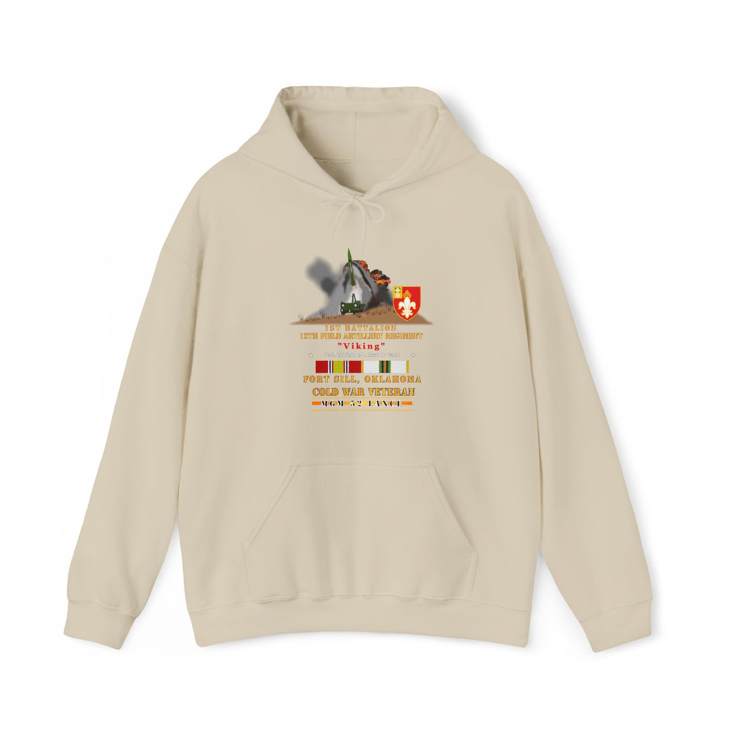 Unisex Heavy Blend™ Hooded Sweatshirt - Army -  1st Bn, 12th FAR, Ft Sill, OK, MGM 52 - Lance - COLD X 300