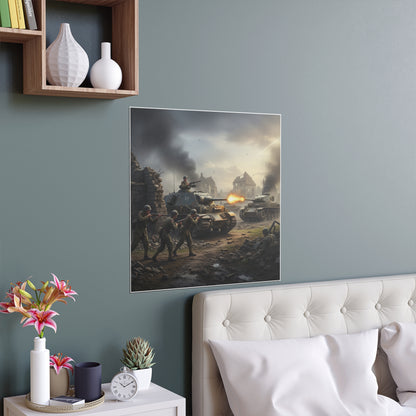 Indoor and Outdoor Silk Posters - Tank Destroyer - M10 Wolverine vs German Panzer Tank