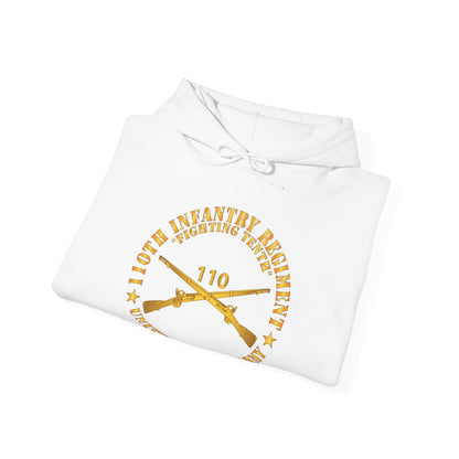 Unisex Heavy Blend™ Hooded Sweatshirt - Army - 110th Infantry Regiment - Fighting Tenth - Br X 300