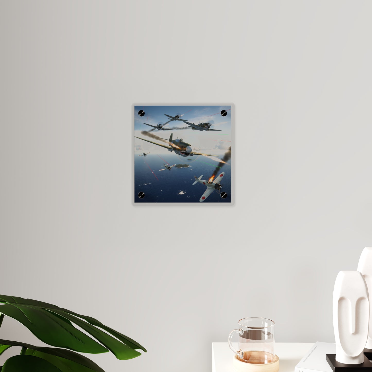 Acrylic Wall Art Panel - Curtis P-40 Kittyhawk w Machine Guns Blazing
