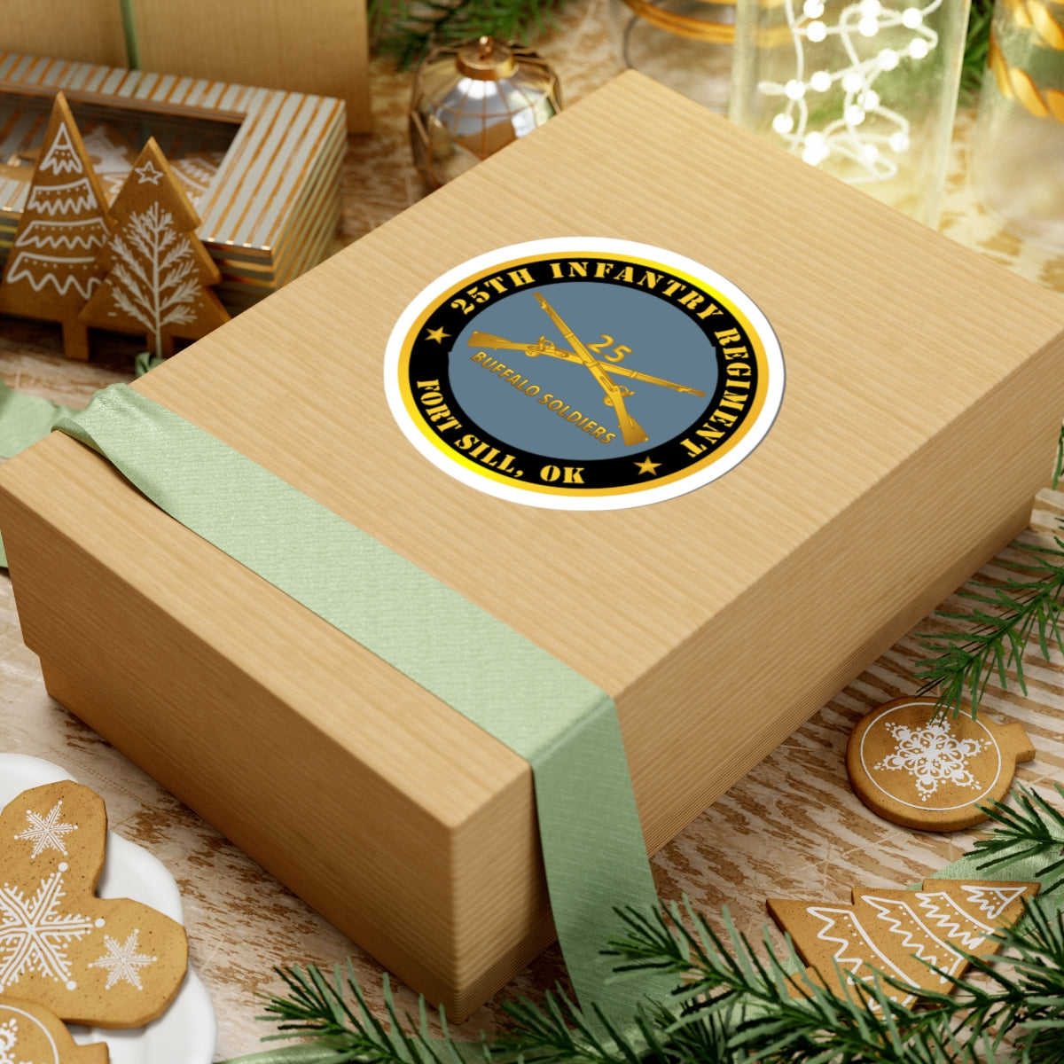 Kiss-Cut Stickers - Army - 25th Infantry Regiment - Fort Sill, OK - Buffalo Soldiers w Inf Branch